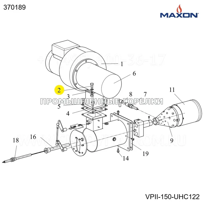 Болт HEX.HEAD DIN933 M6X12 ZP Maxon 370189 для промышленной горелки