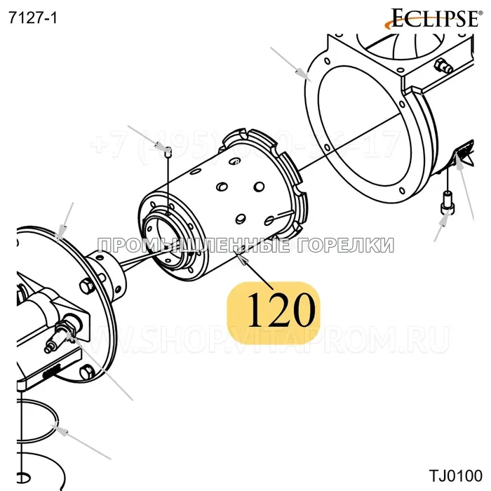 Распылитель нержавеющий TJ0100 TJ0150 TJ0200 Eclipse 7127-1 для промышленной горелки