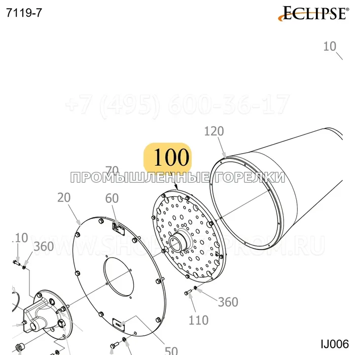 Распылитель обработанный IJ IJ006 Eclipse 7119-7 для промышленной горелки