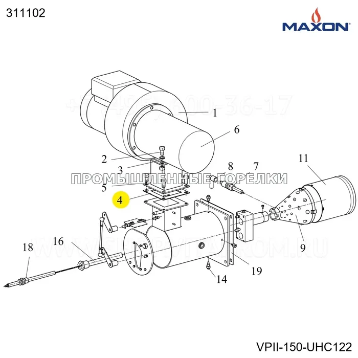 Прокладка выход U/MI300 U/HC142 Maxon 311102 для промышленной горелки