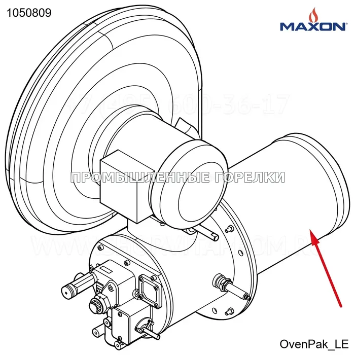 Узел в сборе 10" огнеупорный LND гильза Maxon 1050809 для промышленной горелки