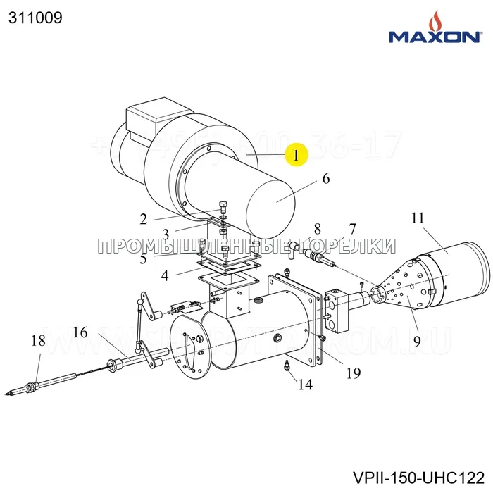 Вентилятор U/HC122 LG0 TRIPHASE Maxon 311009 для промышленной горелки
