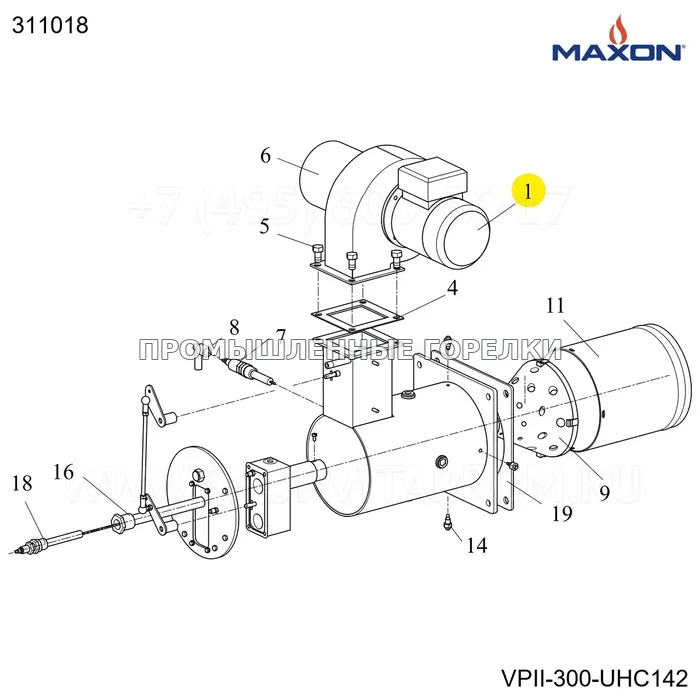 Вентилятор U/HC142 LG0 230V/50HZ Maxon 311018 для промышленной горелки