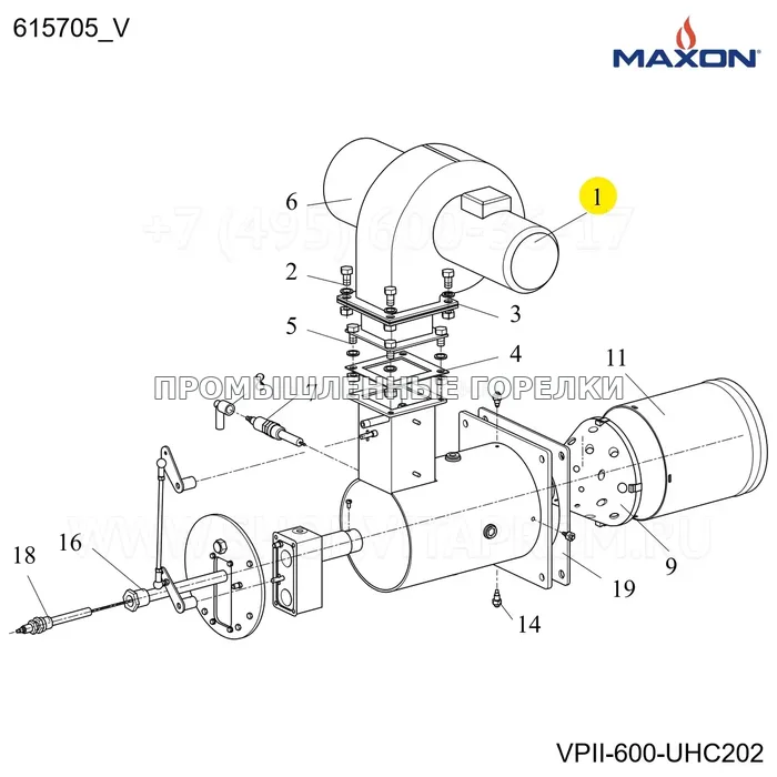 Вентилятор U/HC202 LG0 TRIPHASE Maxon 615705_V для промышленной горелки