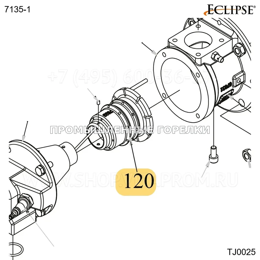 Распылитель нержавеющий TJ025 Eclipse 7135-1 для промышленной горелки