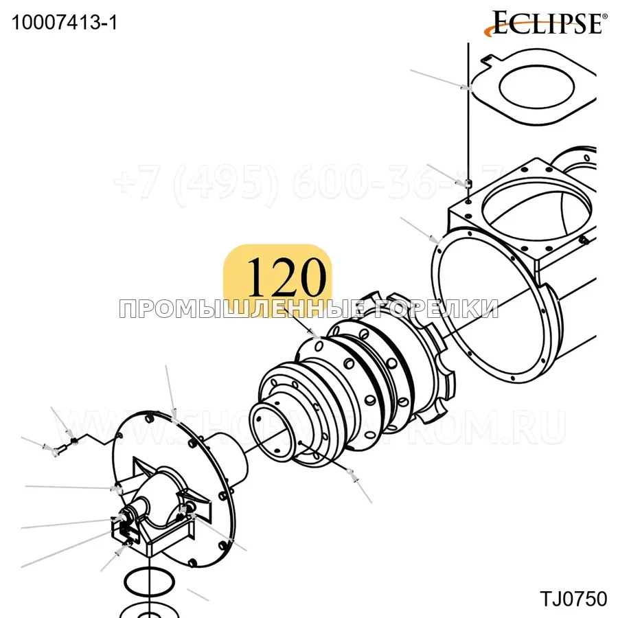 Распылитель TJ размер 7 TJ0750 TJ1000 нержавеющий Eclipse 10007413-1 для промышленной горелки