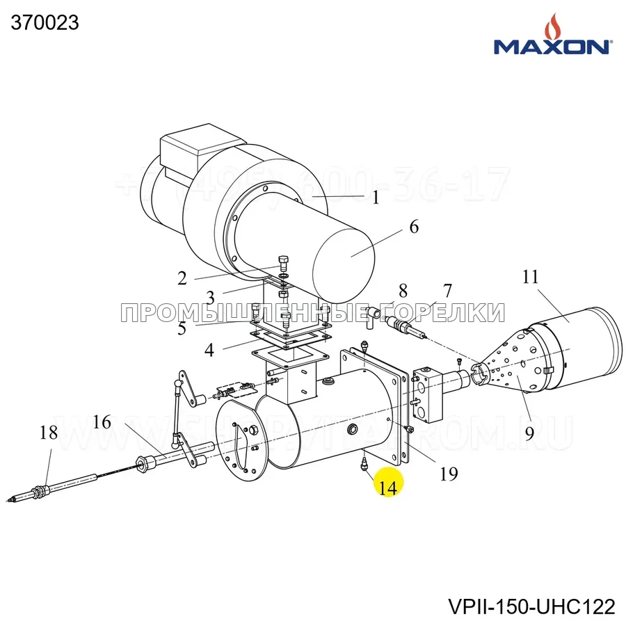 Компонент горелки HEX.NUT DIN934 M8 ZP Maxon 370023
