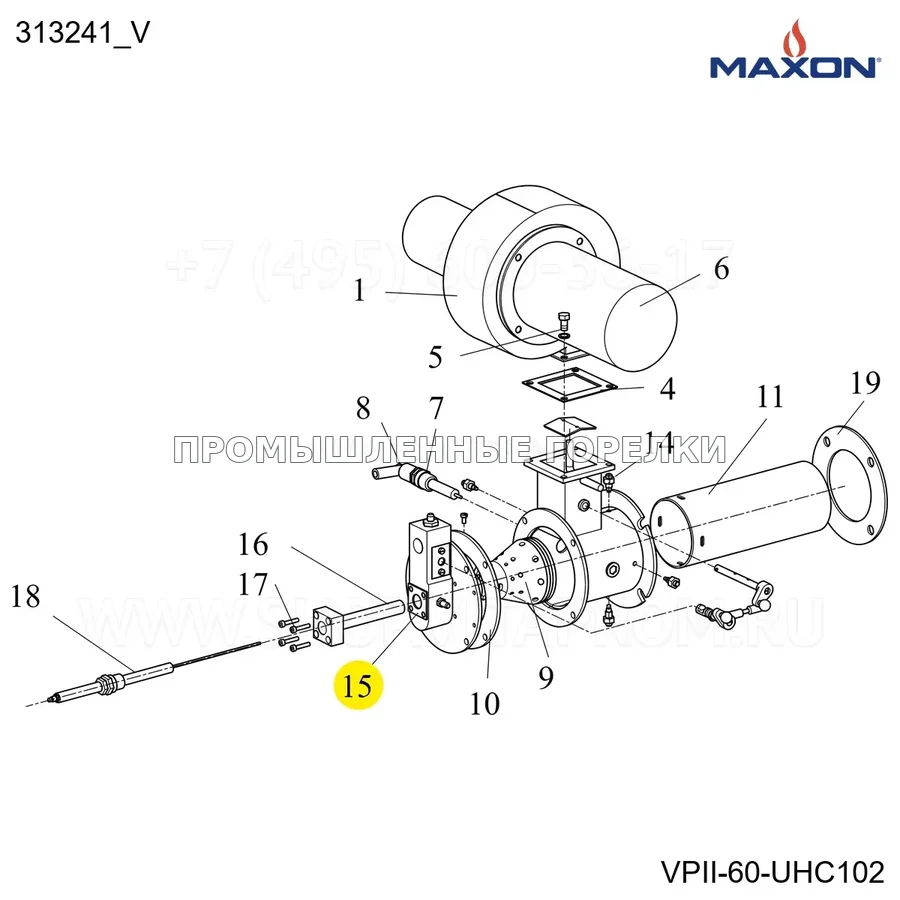 Прокладка сканер пламени трубка VP II-60 Maxon 313241_V для промышленной горелки