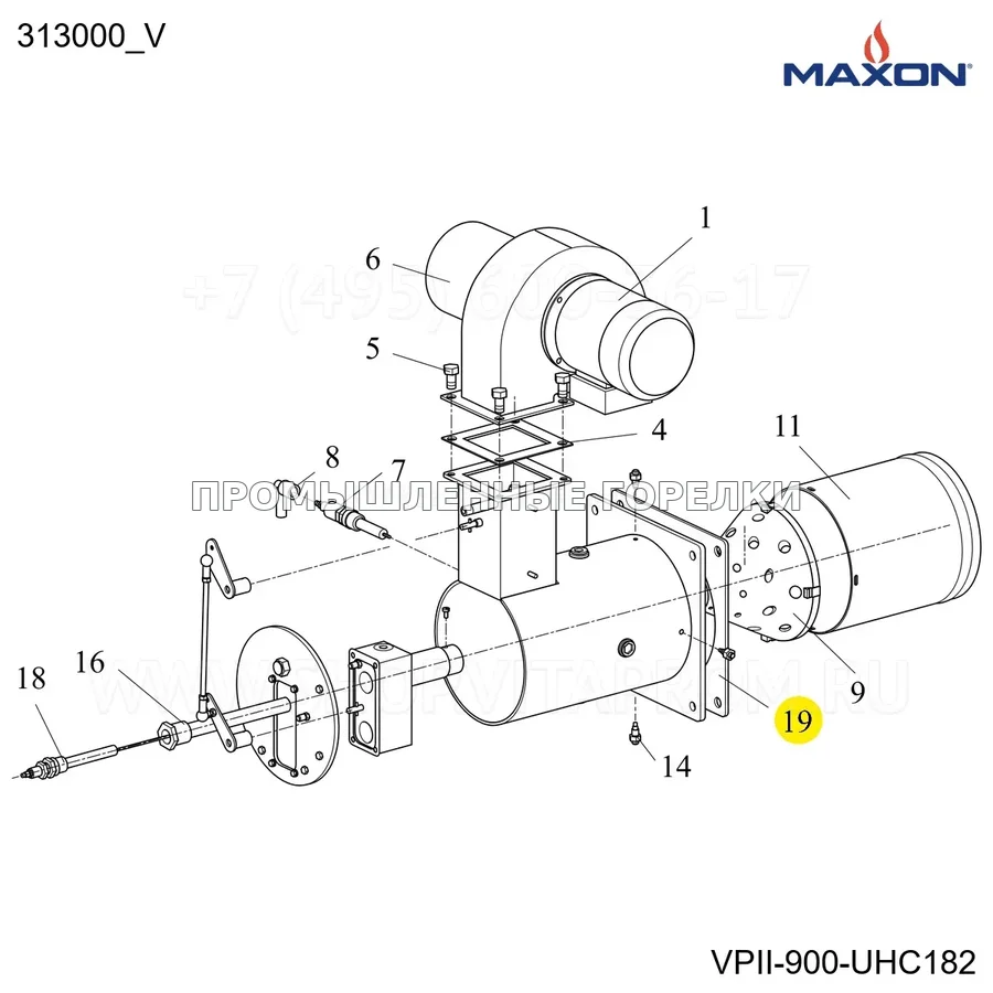 Прокладка стандартный OUTS. 445-487M 550 Maxon 313000_V для промышленной горелки