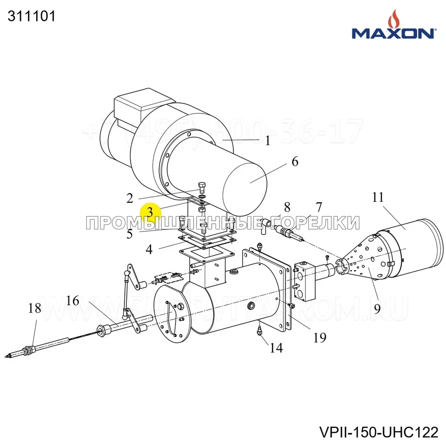 Прокладка выход U/HC122 Maxon 311101 для промышленной горелки