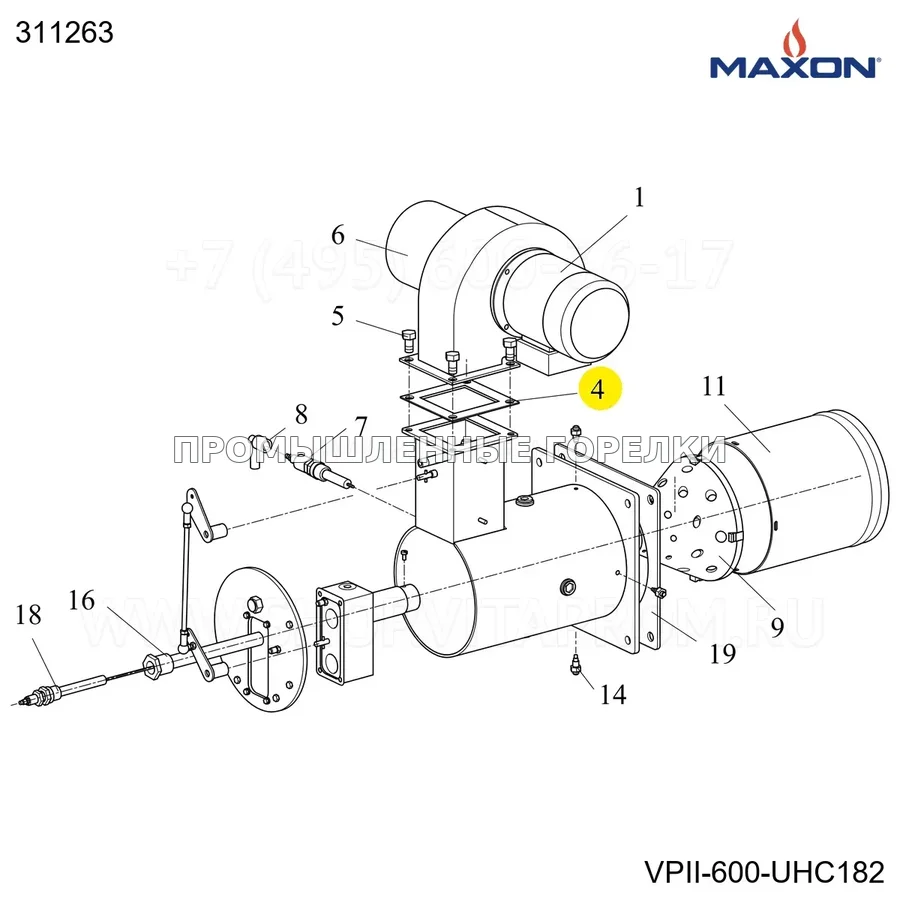 Прокладка выход U/HC182 Maxon 311263 для промышленной горелки