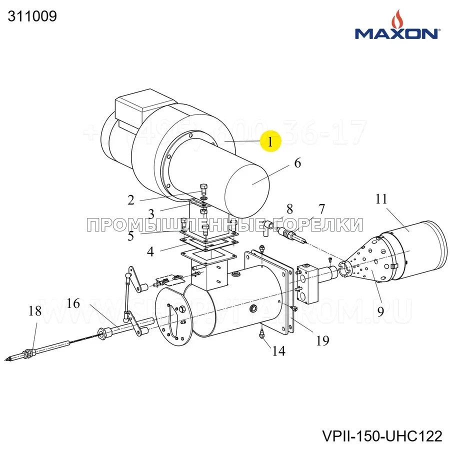 Вентилятор U/HC122 LG0 TRIPHASE Maxon 311009 для промышленной горелки